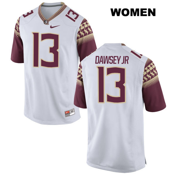 Women's NCAA Nike Florida State Seminoles #13 Lawrence Dawsey Jr. College White Stitched Authentic Football Jersey RZP3469QB